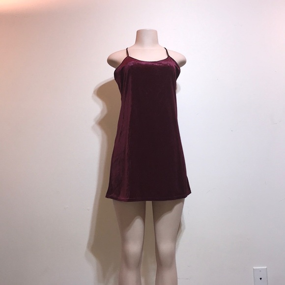 Vintage Crushed Red Velvet Lingerie Sleep Dress - Picture 4 of 11